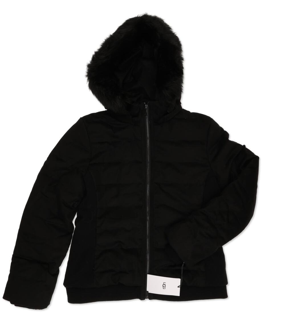 UGG  Womens Talia Black Wool Puffer Jacket Solid Black Size Medium